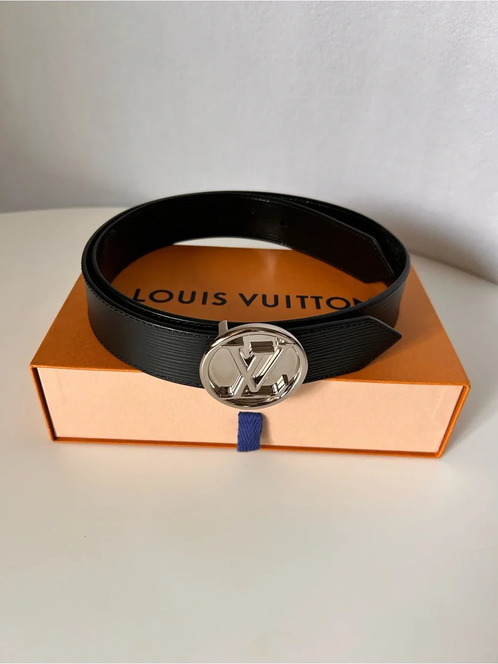 Louis Vuitton Black Epi Leather Belt Reversible LV Buckle w Receipt